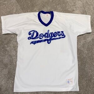 Vintage Rawlings Dodgers Jersey Adult L White With Blue Writing MLB Los Angeles